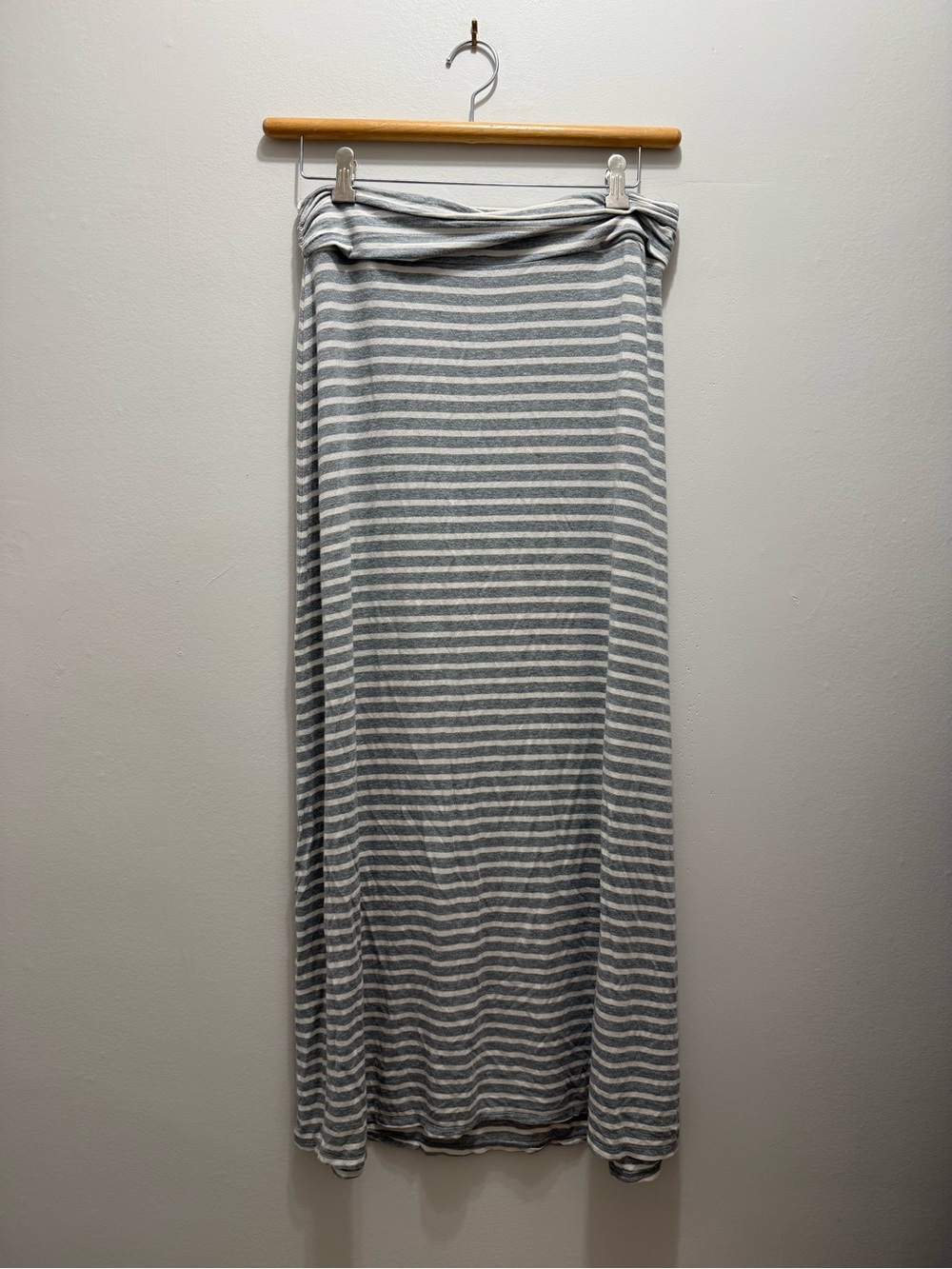 J. Crew Maxi Striped Skirt Gray White Medium
